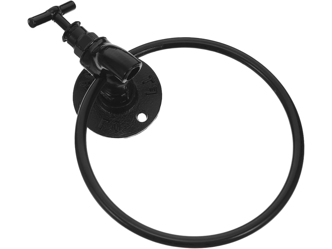 Porta toalhas Redondo Preto para Parede, Design Industrial Inspirado em Torneiras, Suporte para Toalhas Que Economiza Espaço. SFUSHOS