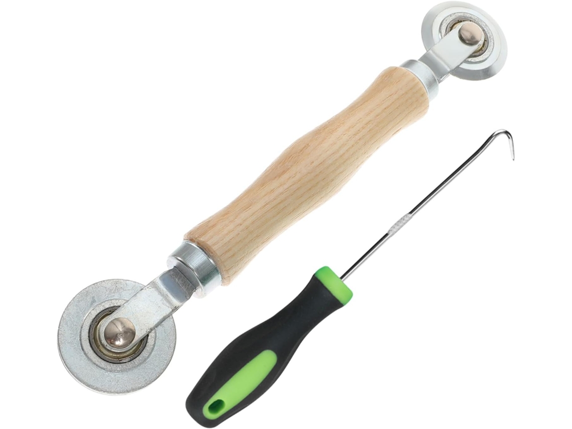 Kit De Reparo Telas Housouutil Com Rolo Madeira E Gancho Aço Inoxidáve