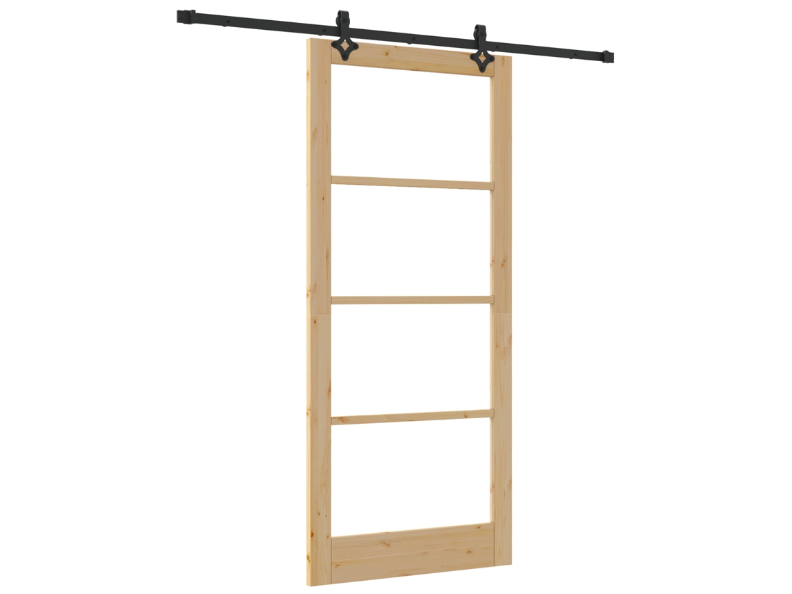 Conjunto 1 Porta Deslizante Vidaxl Castanho Madeira De Pinho Maciça (93 X 211 Cm)