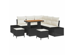 Maison Exclusive - Conjunto De Sofá De Jardim 8 Pcs Preto Rattan Sintético
