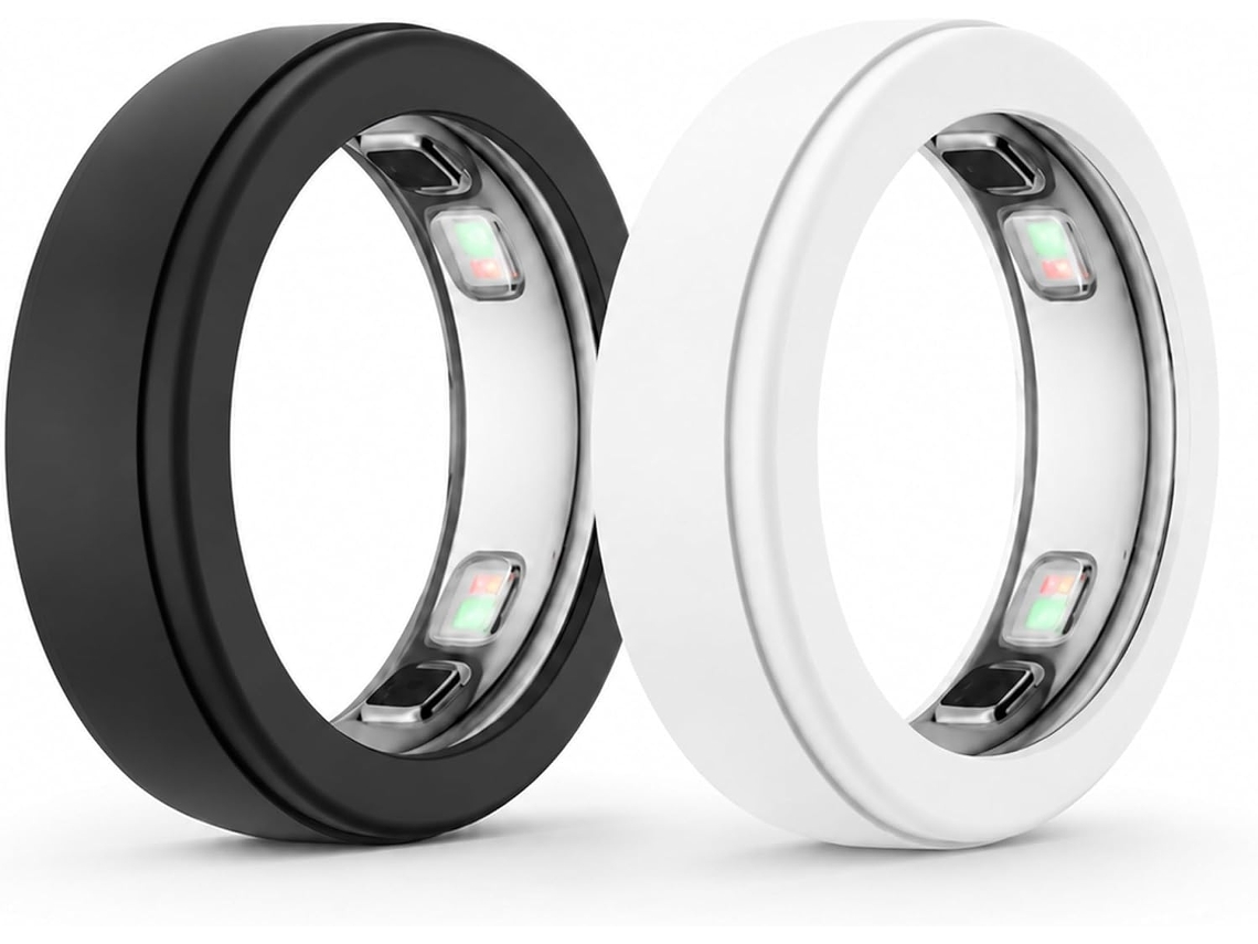 Capa De Silicone Para Oura Ring 5, Protetor Antirriscos Elástico Tamanho M 2peças Branco/preto Hexinyigjly
