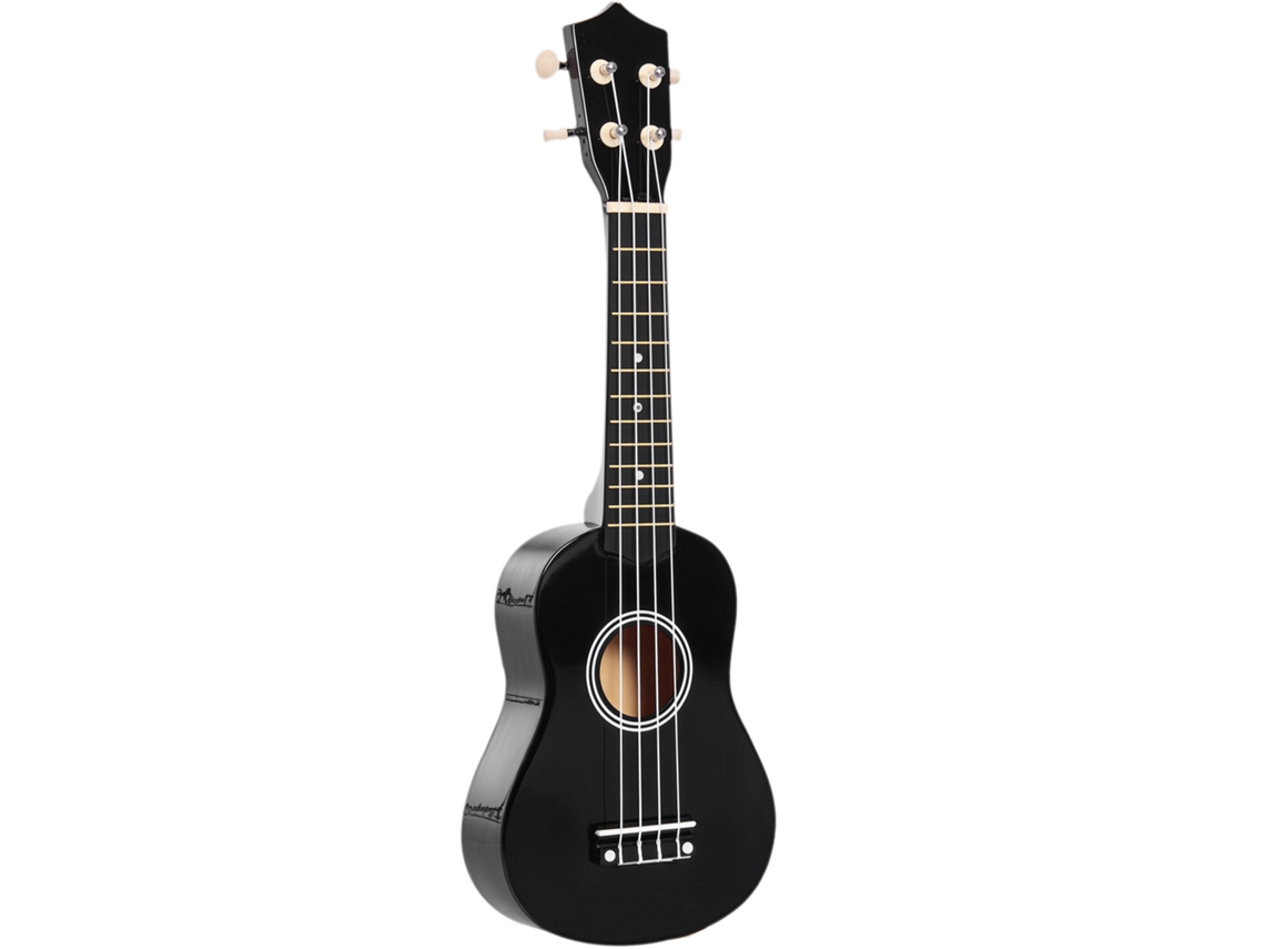 Ukulele Soprano de 21 Polegadas para Iniciantes, Ukulele de Madeira com Cordas de Náilon, Palheta e Corda Reserva, Preto pt