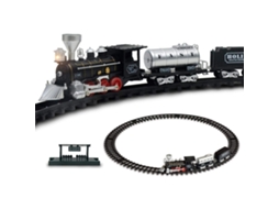 set de Trem Elétrico com Pista Retro Simulada com Luz e Som Presente de Natal Brinquedo