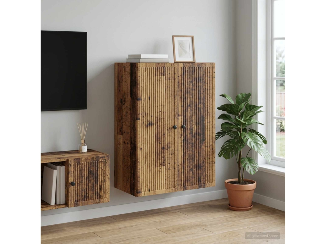 Vidaxl Armário De Parede Madeira Antiga 66 X 34,5 X 90 Cm