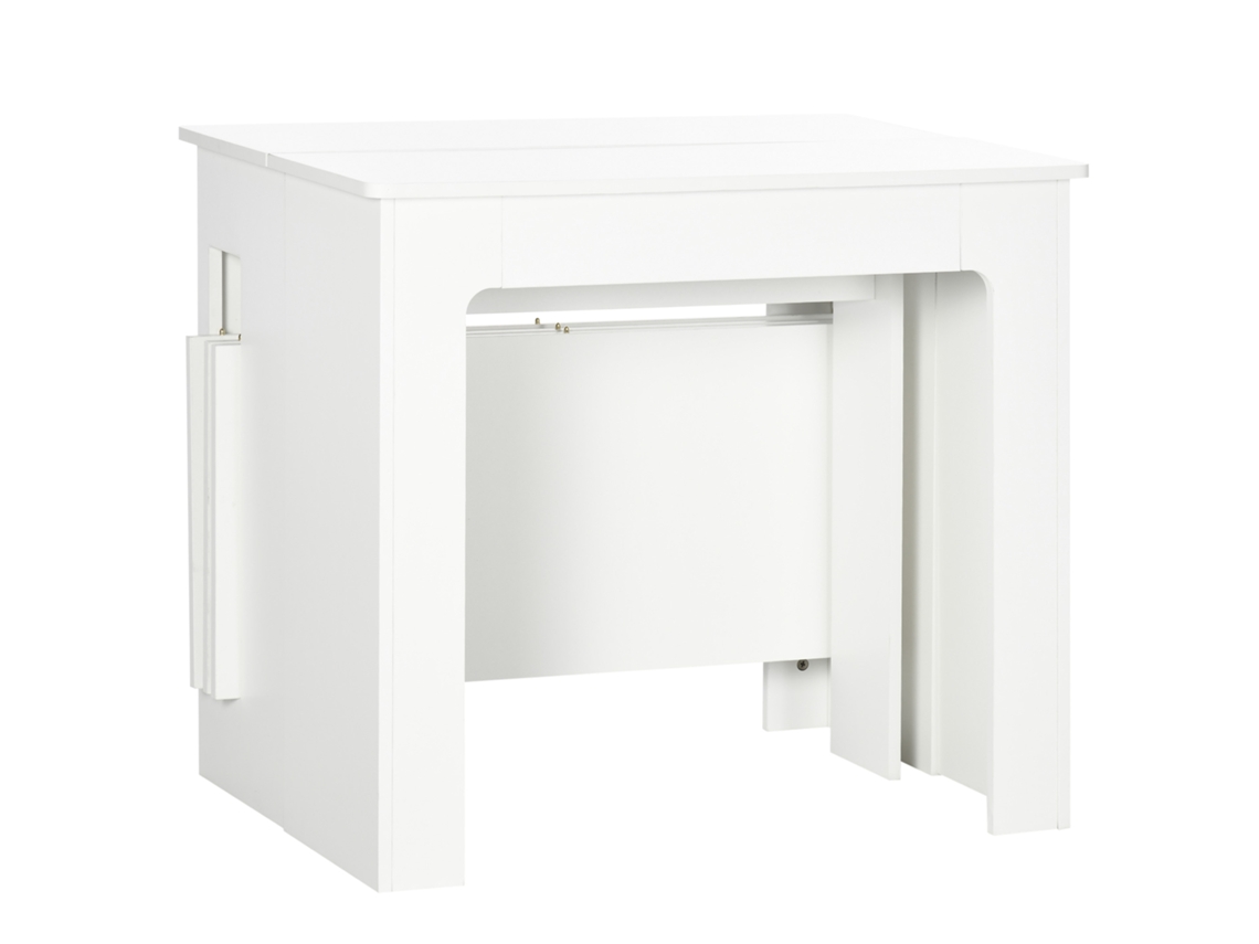 Mesa de jantar extensível 4 a 6 pessoas branco 180x85x75cm lateral abatível multifuncional S/MARCA