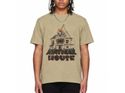 Rockinstone Animal House Movie Flag Flyer Heather Khaki Adult T-shirt Size:l