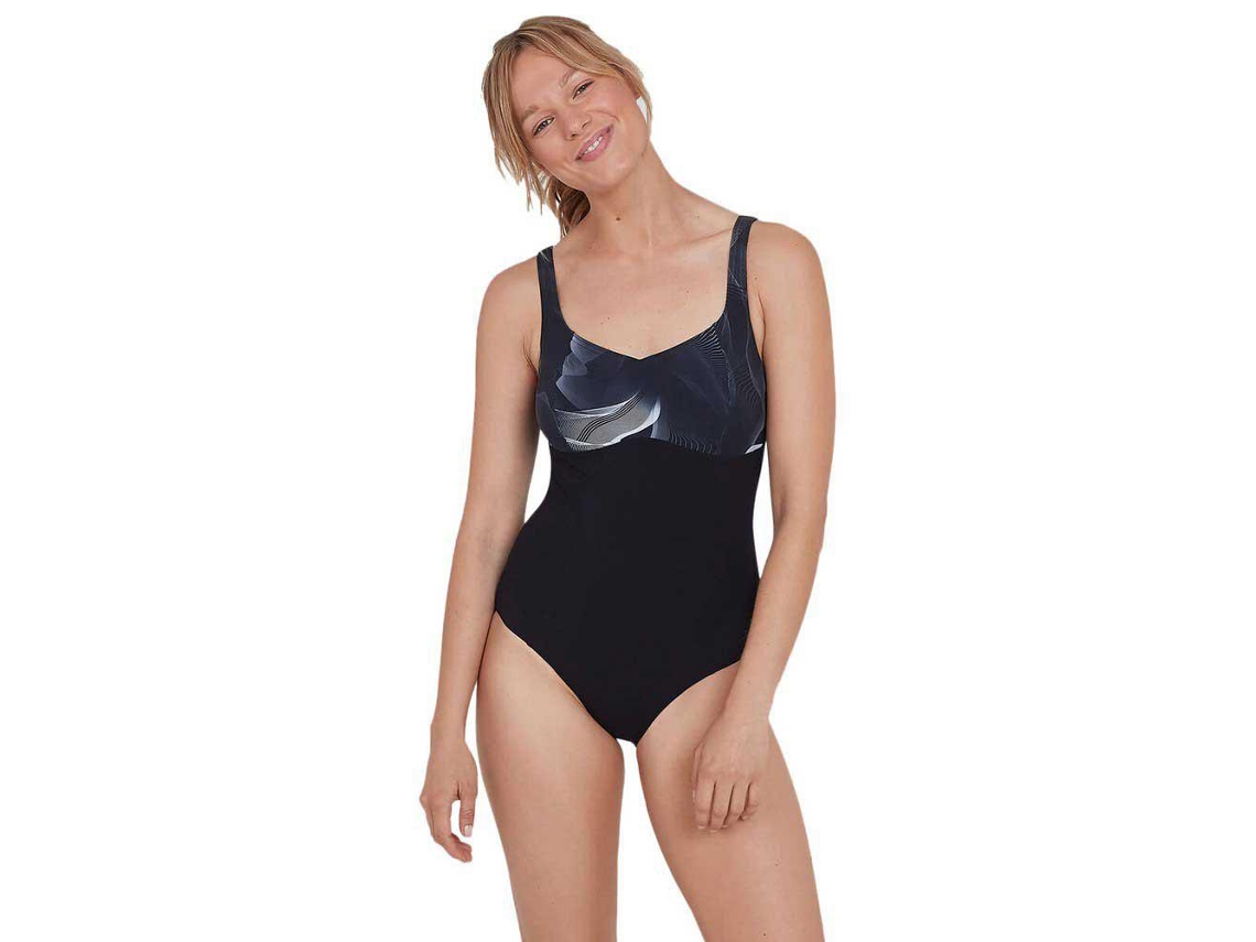 Fato de banho para Mulher SPEEDO Contourlustre Printed Preto para Natação (EU 42)