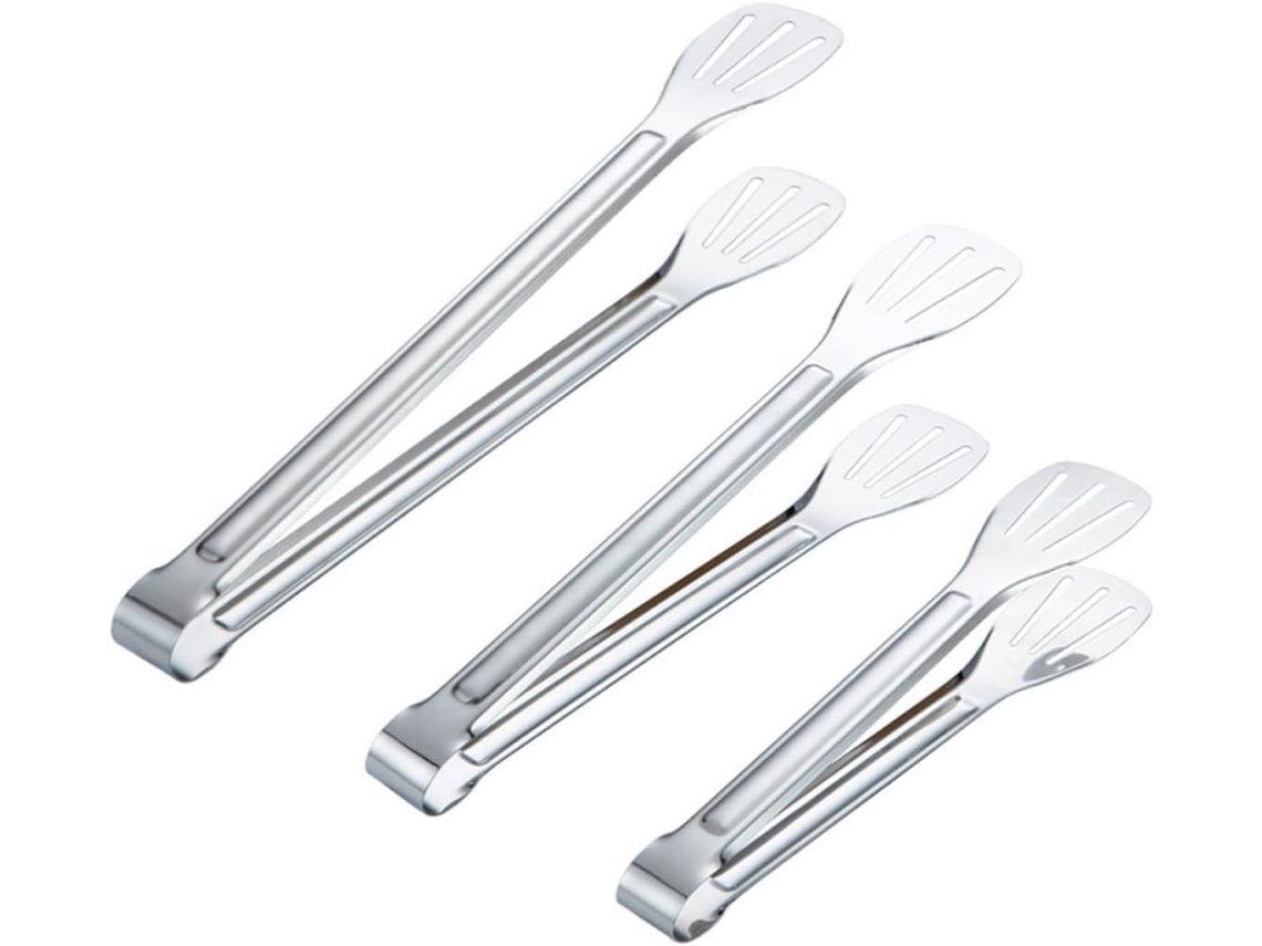 Pinça De Cozinha Leve E Fácil Transportar, Com 30cm De Comprimento, Em Aço Inoxidável, Utensílio Prático Na Cor Prata