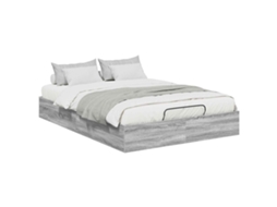 Cama De Casal | Camas Para Quarto | Estrutura De Cama Ottoman Cinza Sonoma 193 X 120 X 25 Cm
