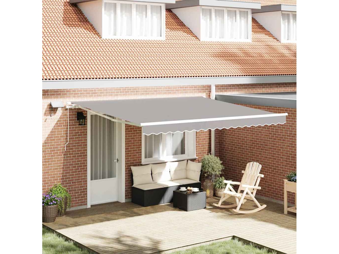 Vidaxl Toldo Retrátil Cinzento-claro 400 × 300 Cm Tecido E Alumínio