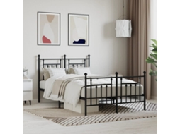 Estrutura De Cama Com Cabeceira E Pés 120x190 Cm Metal Preto