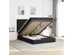 Estrutura De Cama Otomana Com Colchões 140x190 Cm Veludo Preto