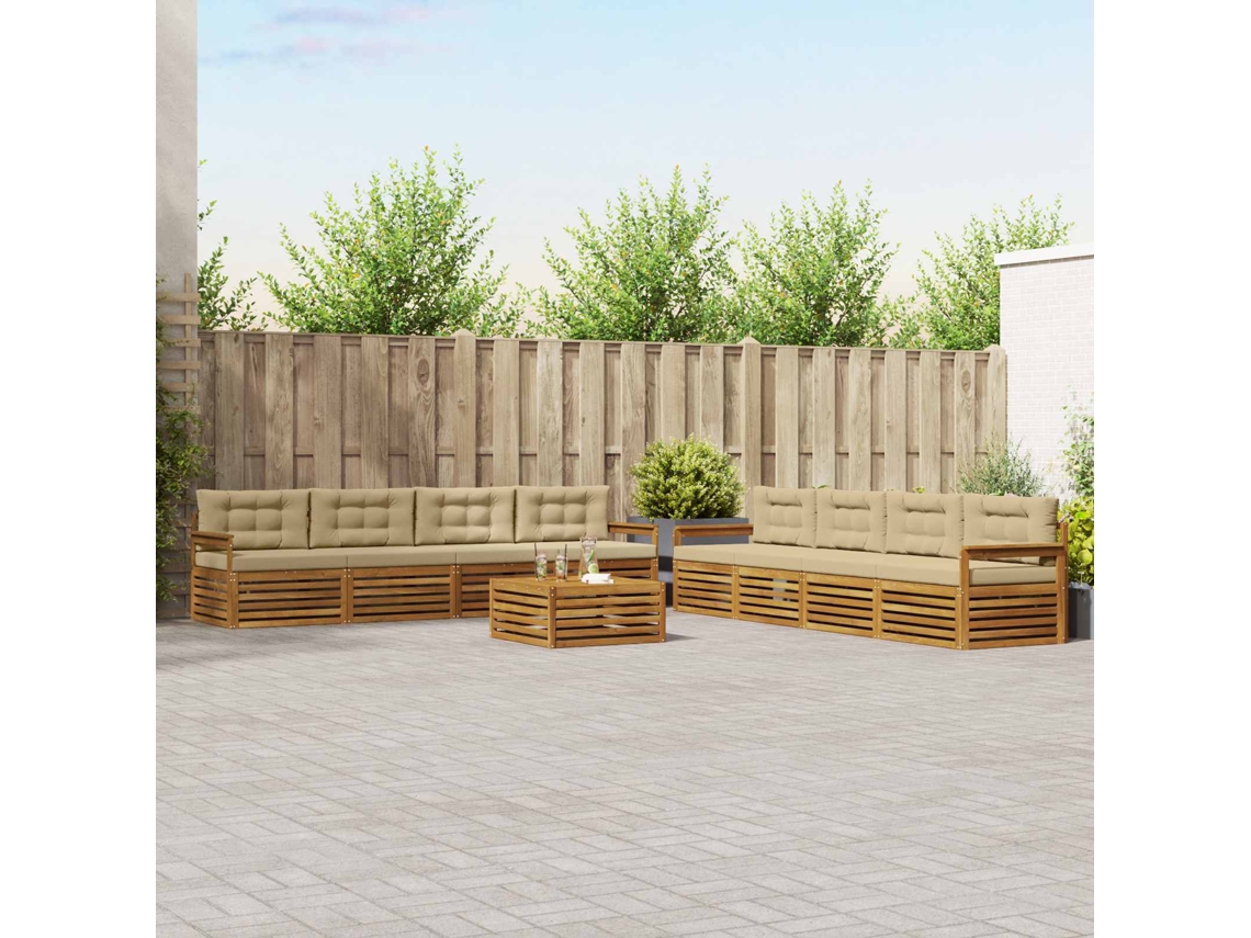 Vidaxl Conjunto De Sofás Para Exterior 9 Pcs Natural E Bege