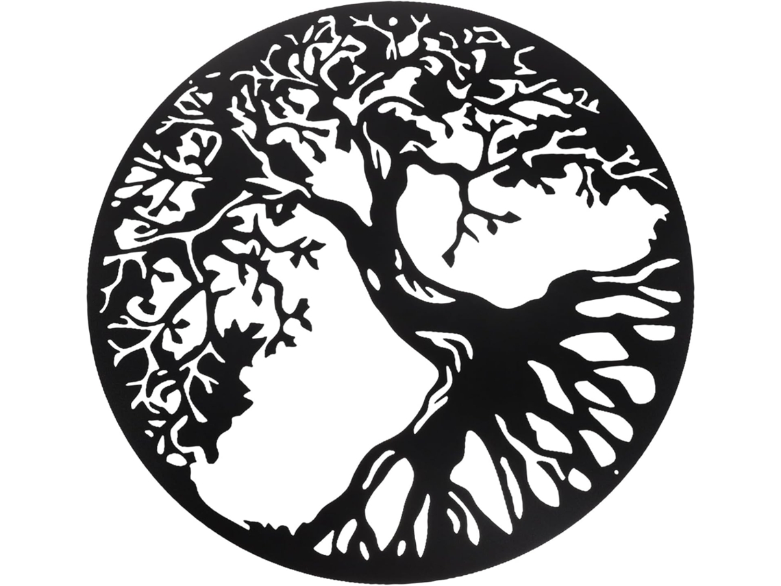 Árvore Da Vida De Ferro Preto Para Decoração De Parede, 28 Cm (11,02 Polegadas)