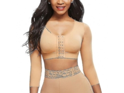 2026 shapewear para Mulher com Manga 3/4, Faja de Compressão Frontal, Corretor de Postura e Suporte Pós cirúrgico