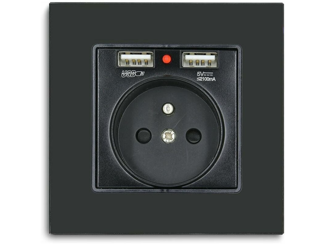 MEOIRUERY Elegante Tomada Usb De Parede Com Vidro Cristalino, Ca 110 V 250 V 16 A, Ideal Para Eletrodomésticos De Quarto, Painel De Vidro Temperado Com Portas U