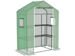 Estufa De Cm Jardim Com 1 Porta, 2 Janelas E Prateleiras Em Formato U Para Hortaliças, Plantas, Flores, Lona Pe 140x73x190