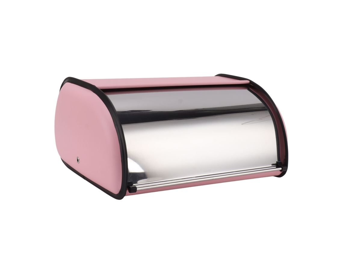 Caixa de Pão com Tampa Rolante de Ferro Pink Mirror Glow para Armazenamento na Cozinha