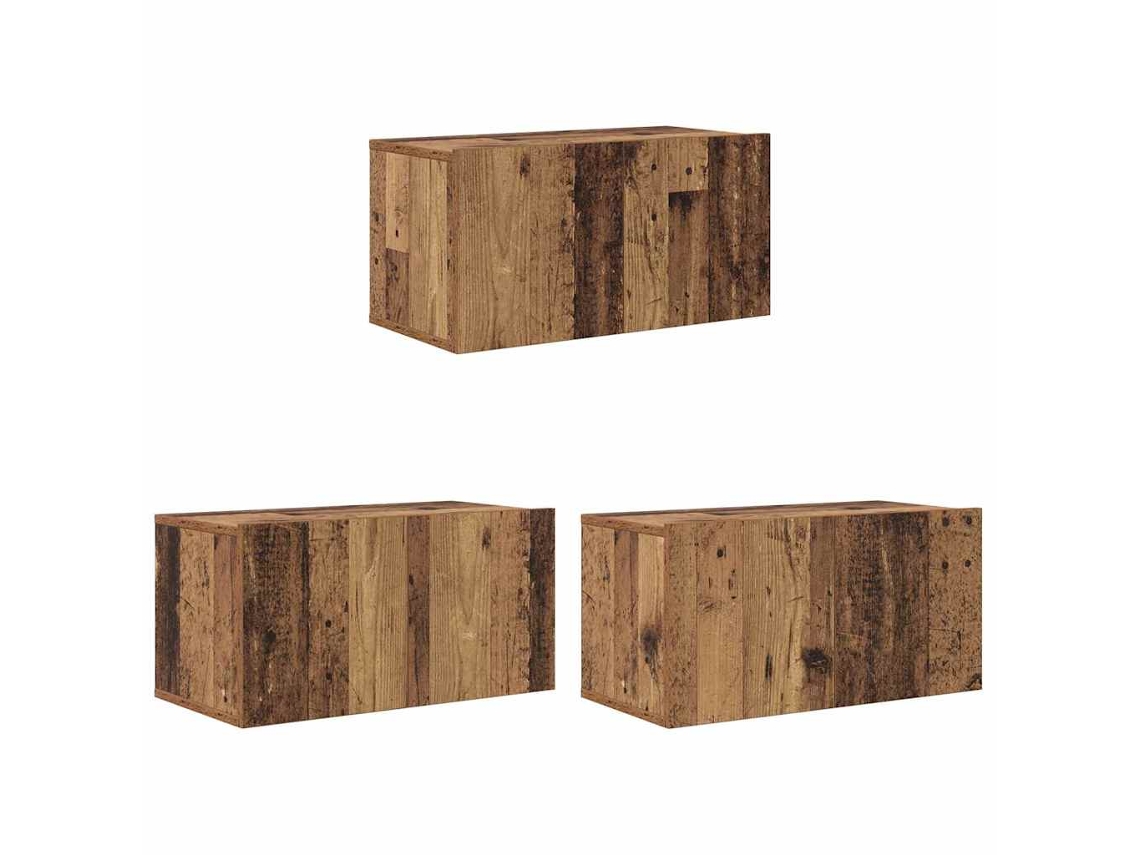 Conjunto de 3 Móveis de Tv Castanho 60x30x30 cm MAISON EXCLUSIVE