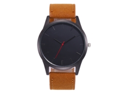 Relógio Masculino de Quartzo Vansvar Pulseiro Couro Imitado Mostrador Redondo Light Coffee