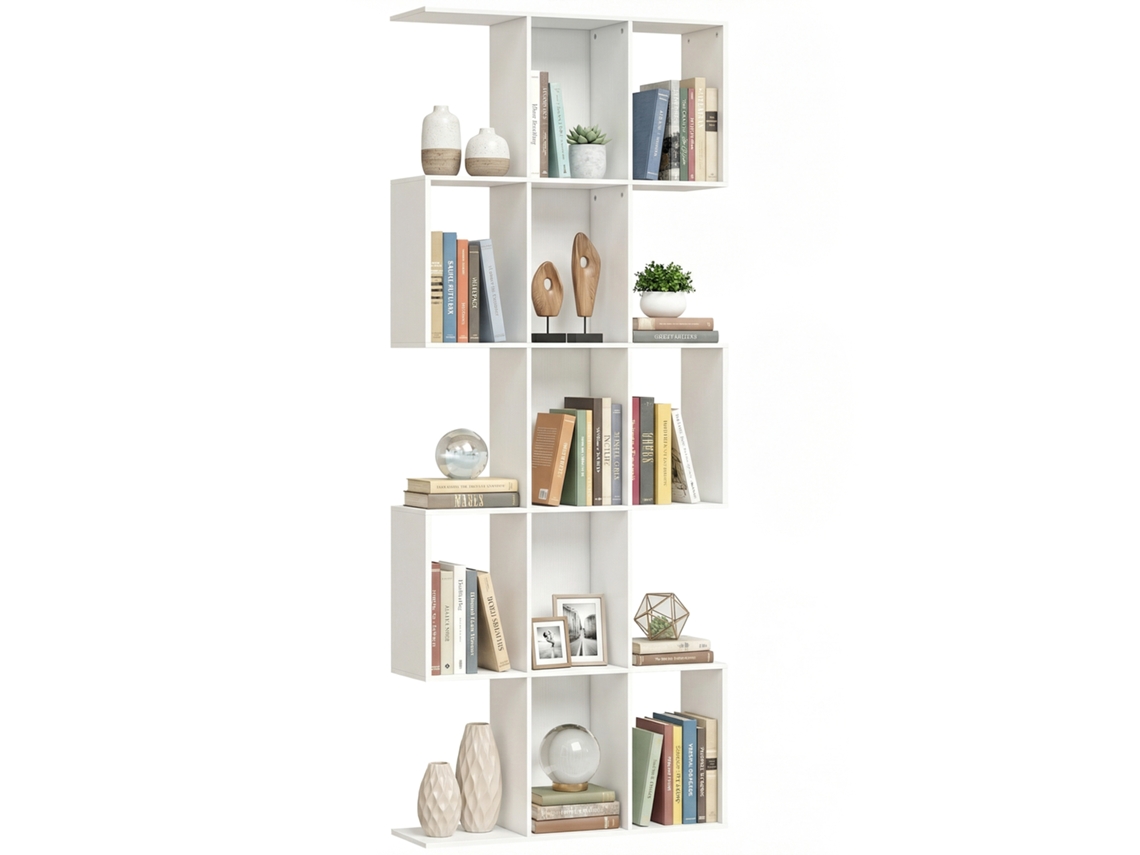 Estante Mdf Cor Branco Com Efeito Madeira 80x24x200 cm Homcom
