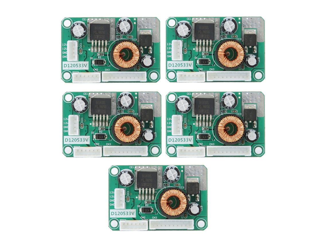Módulos Speedy-5 12VA 5V (3,3V, 3A) DC Step-Down com 92% de eficiência e proteção para placas de alimentação de LCD.