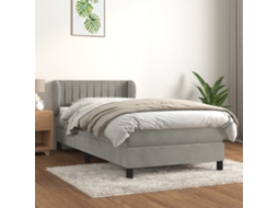 Vidaxl Cama Com Molas/colchão 90x190 Cm Veludo Cinza-claro