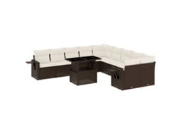 Conjunto de 11 Sofás de Jardim C/ Almofadões Vime Pe Castanho MAISON EXCLUSIVE (11 pcs)