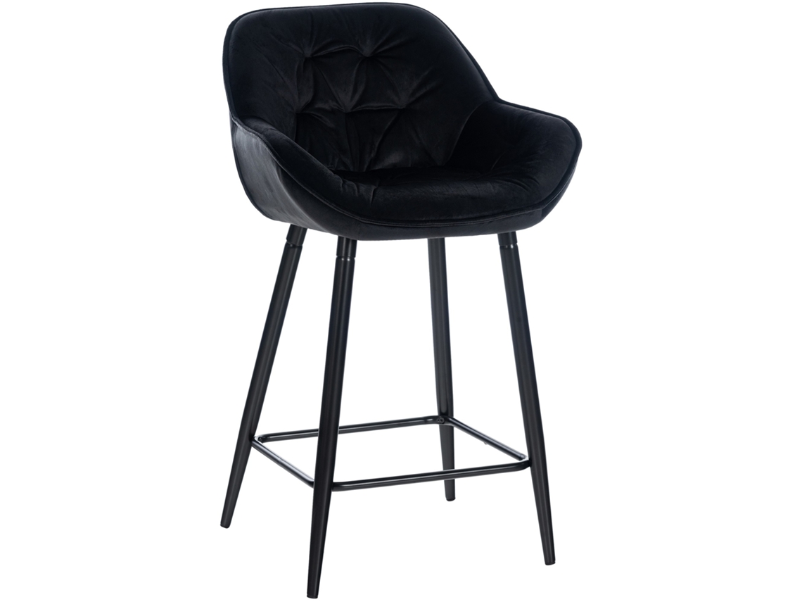Banco de bar Gibson em veludo altura do assento 76 cm preto CLP