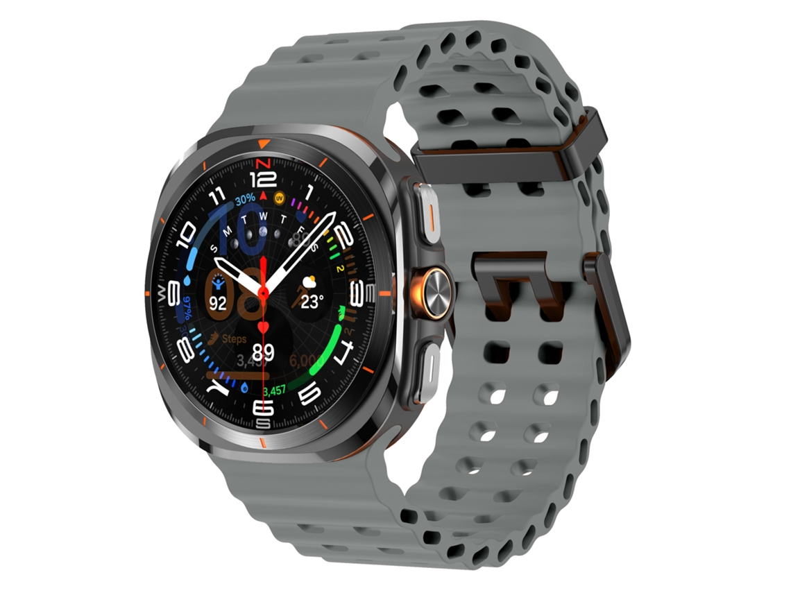 Pulseira Marine Para Samsung Galaxy Watch Ultra 2/1 47mm (2026/2025/2024), Silicone, Desportiva Cinza Hexinyigjly