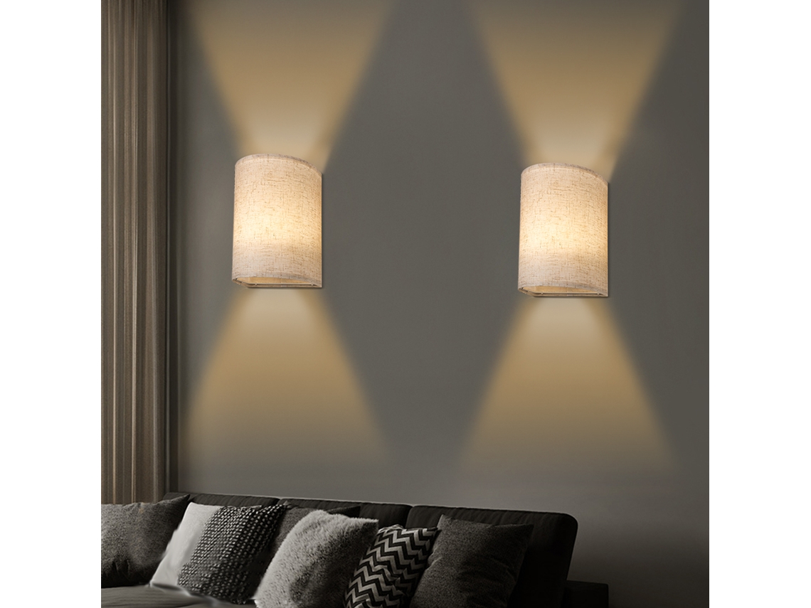 Lâmpada de parede RGBW com shade de tecido, dimmável, controle remoto, 2 pacotes para quarto e sala de estar S/MARCA