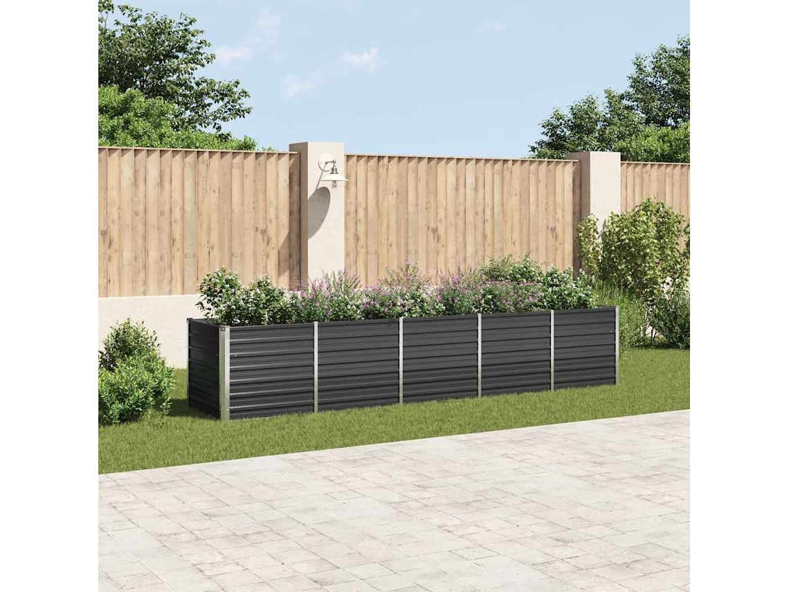 Vidaxl Canteiro Jardim Elevado 400x80x77cm Aço Galvanizado Antracite