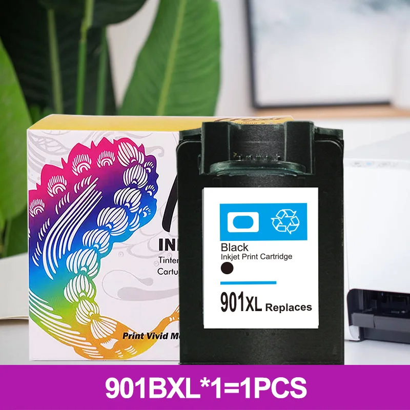 Cartucho De Tinta Refabricado 1bk Para Impressoras A Jacto De Tinta Hp Officejet 4500, Modelos 901, 901xl, Cc653a E Cc656a.
