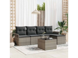 Vidaxl Sofá Exterior com Almofada 6 Pcs Cinzeto Vime Pe