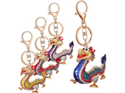 Chaveiros De Dragão (4 Peças), Pingentes Com Strass Representando O Ano, Decorações Do Zodíaco, Feitos À Mão