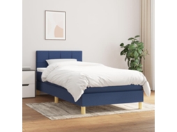 Vidaxl Cama Com Molas/colchão 80x200 Cm Tecido Azul