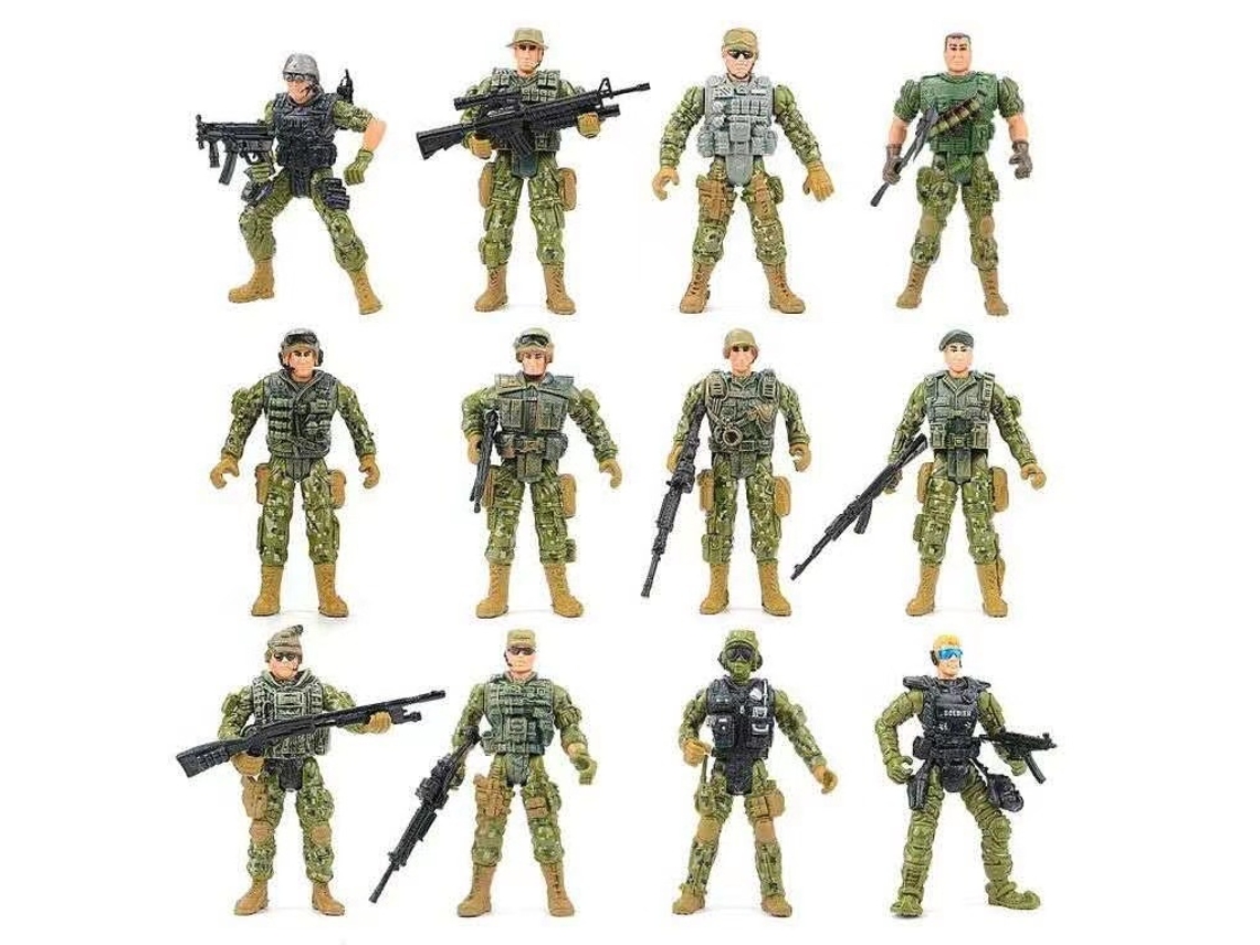 Lurelia Conjunto De 12 Soldados Militares Articulados Com Acessórios, Figuras De Forças Especiais