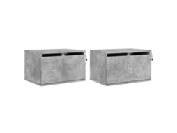 Conjunto de Mesas de Cabeceira de Parede com Luzes Led Cinzento Cimento MAISON EXCLUSIVE