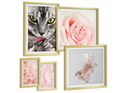 Conjunto De Pinturas Gatos Rosas Tons Delicados Espelharte (5 Peças)