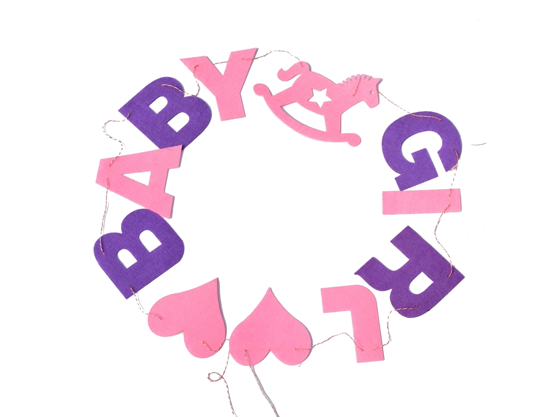 Kit de Decoração de Aniversário para Festa Baby Shower Menina Rosa com Props de Fotografia e Bandeirinha com S/MARCA