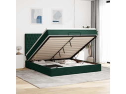 Vidaxl Estrutura De Cama Otomana Com Colchão Verde Escuro Veludo