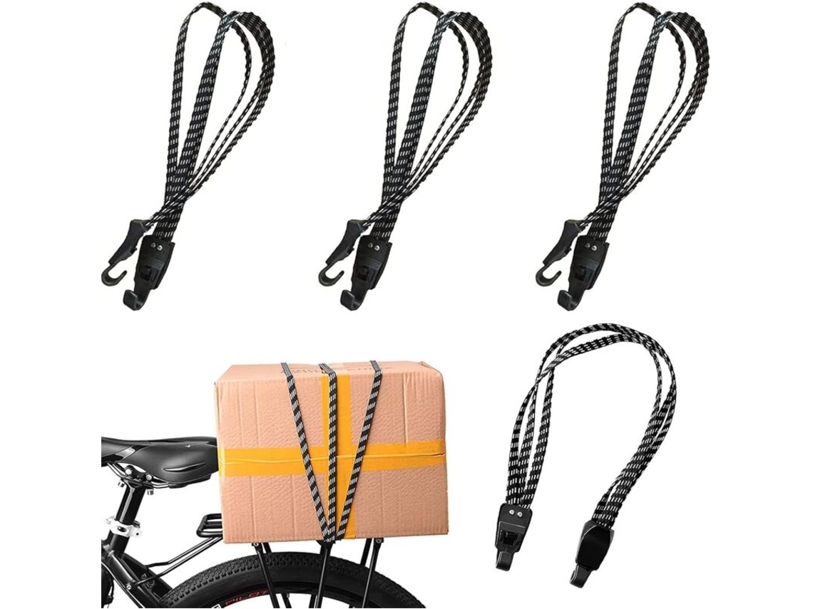 Conjunto de 4 Cintas Elásticas para Bagagem com Ganchos, Suporte de 3 em 1, de Tensão para Bicicleta AQUAFORGE