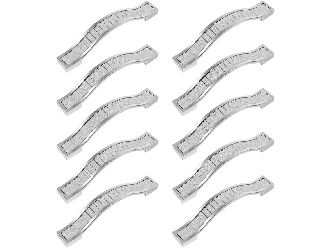 Conjunto De 10 Puxadores Gaveta Sewacc Em Liga Metálica Com Acabamento Cristal Prateado, Design Retrô Europeu, Espessura