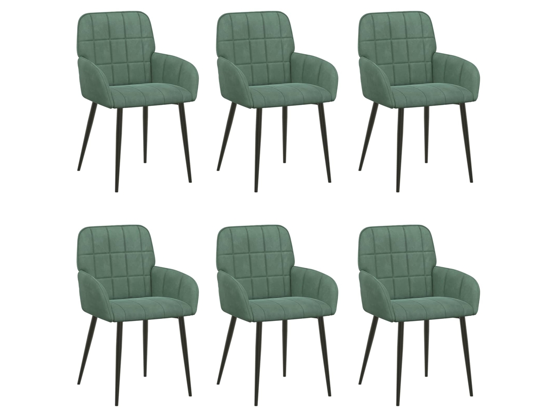 Conjunto 6 Cadeiras De Jantar Vidaxl Verde Veludo (57 X 50 X 85 Cm)
