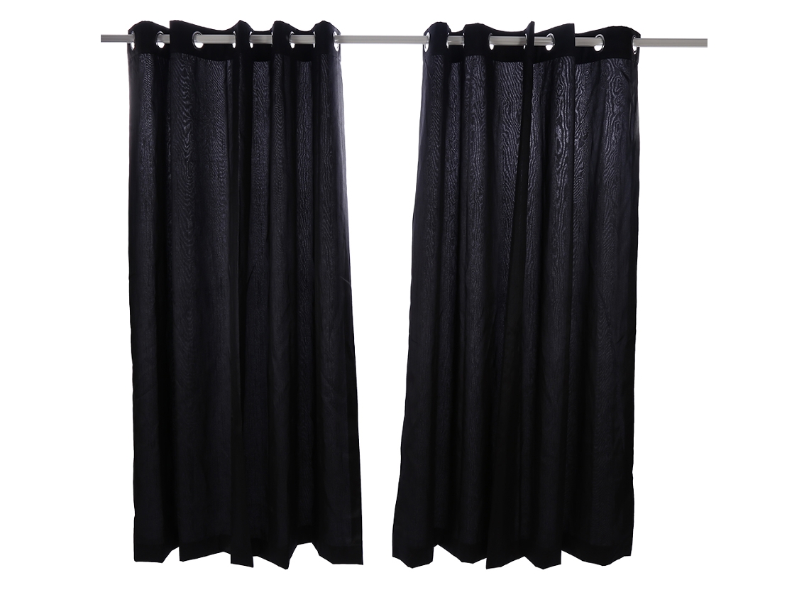 Cortinas Fio Slub (Tamanho 66''x54'', Seda Sintética com Forro Completo)