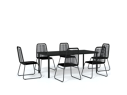 vidaXL 7 pcs conjunto de jantar para jardim preto