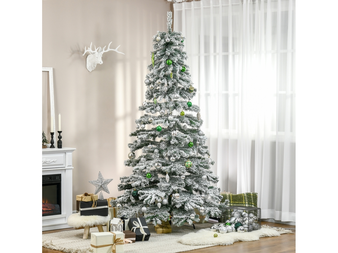Árvore De Natal Nevada Artificial De 8 Polegadas Com 1.083 Galhos E Suporte De Metal, Árvore De Natal Verde E Branca Para Sala De Estar.