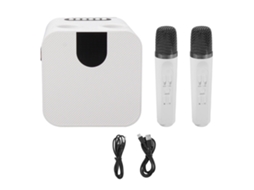 Microfone De Karaokê Portátil Laxiscreed Com Dois Microfones Sem Fio Para Eventos