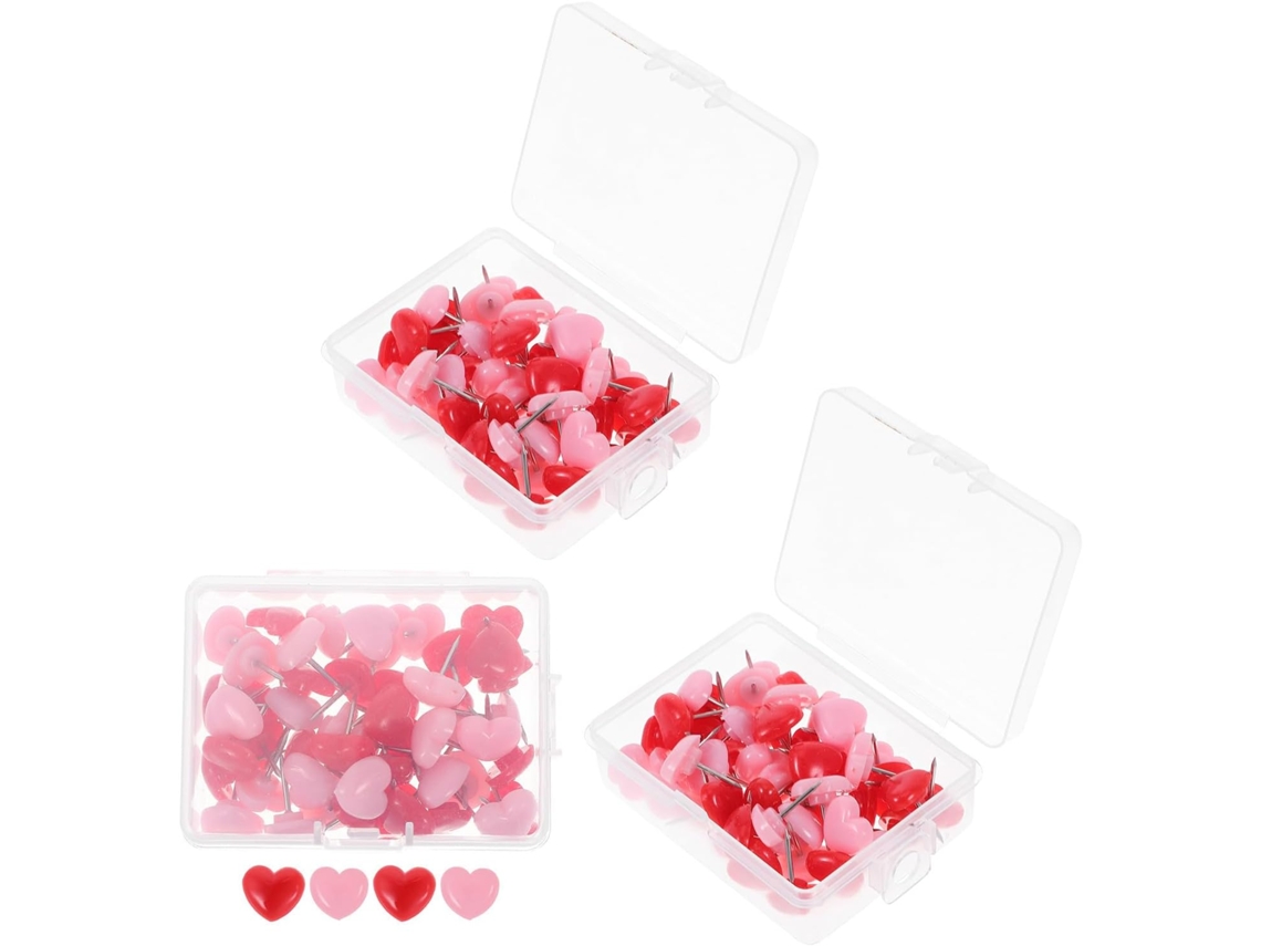 Fuoyloo 300-tachinhas em formato de coração, estrutura em plástico e aço, leve e reutilizável para mesa de escritório, ideal para casa.