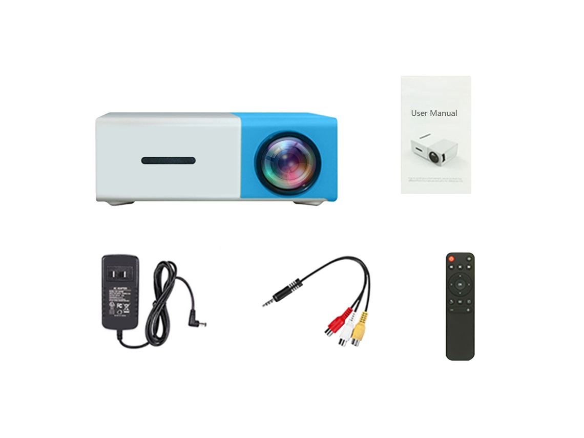 Mini projetor LED YG300 com suporte para 1080p Brilvibera